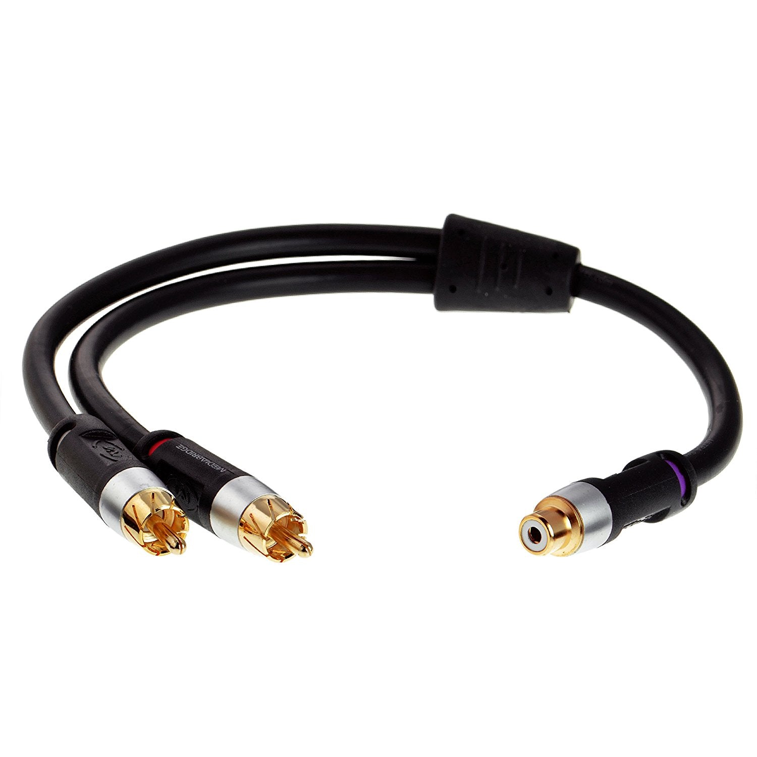 1 RCA Male Mono To 2 RCA Female Stereo Audio Splitter A/V Y Cable Cord