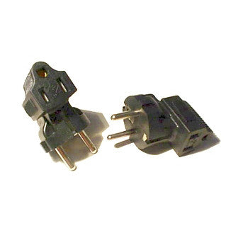 US Nema 5-15P (3 pin) to European Schuko 90 deg. Cryogenically Treated Adapter - EACH