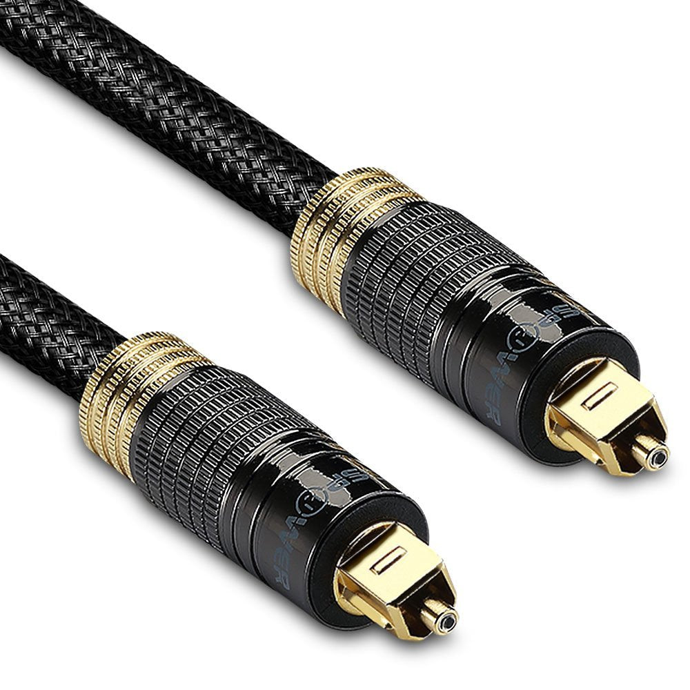 FosPower 24K Gold Plated Toslink Digital Optical Audio Cable S/PDIF - -  Dedicated Audio