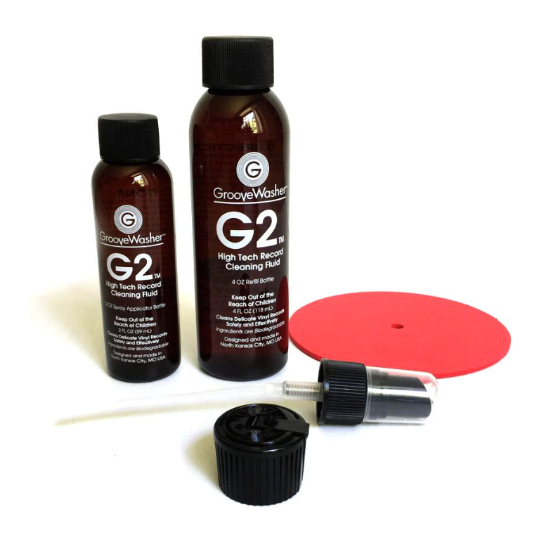 GrooveWasher G2 Record Cleaning Fluid Kit - 2 oz Mist Spray and 4 oz Refill
