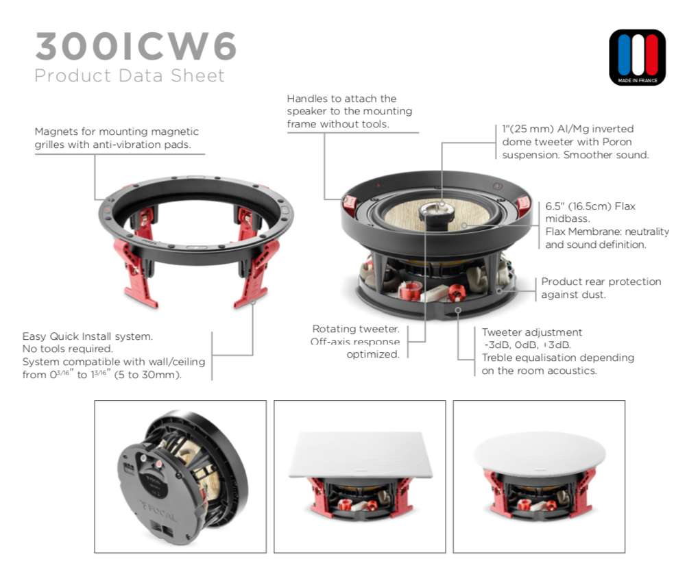 Focal 300 ICW 6 In-Wall Loudspeaker - EACH