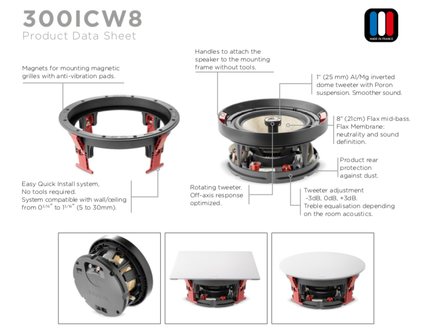 Focal 300 ICW 8 In-Wall Loudspeaker - EACH