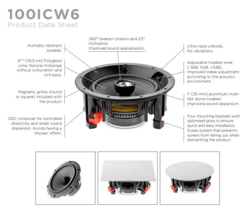 Focal 100 ICW 6 In-Wall Loudspeaker - EACH