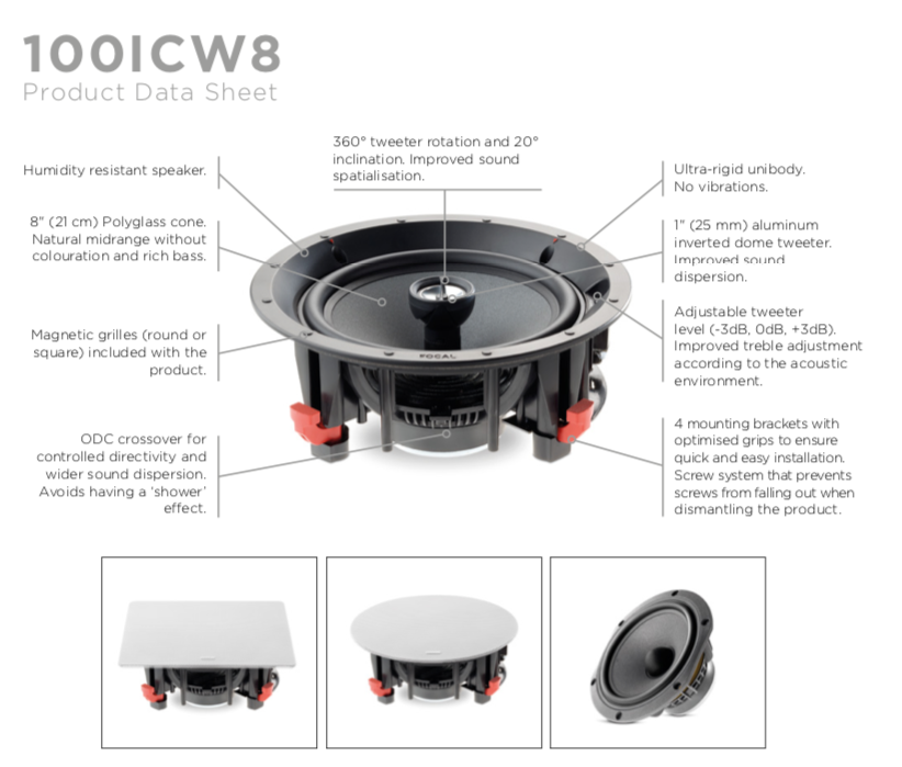 Focal 100 ICW 8 In-Wall Loudspeaker - EACH